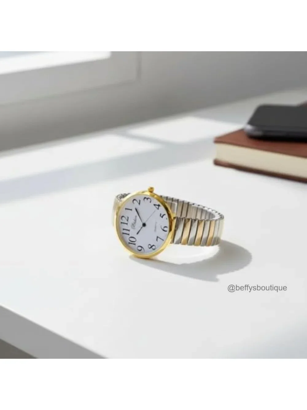 Geneva Large Face Stretch Watch Women's Quartz Metal Band Easy Read Crystal